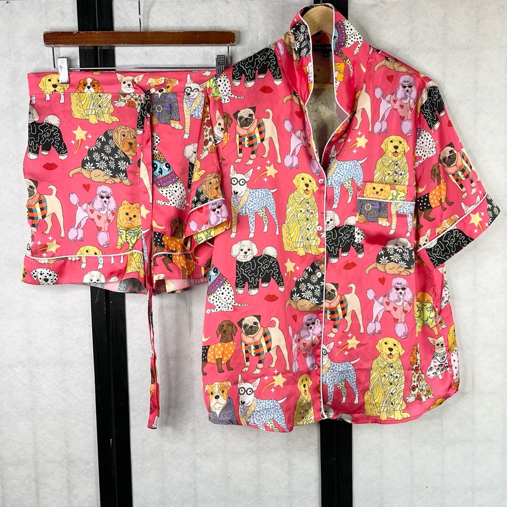 Karen Mabon Pink Dog Print Pajama Top